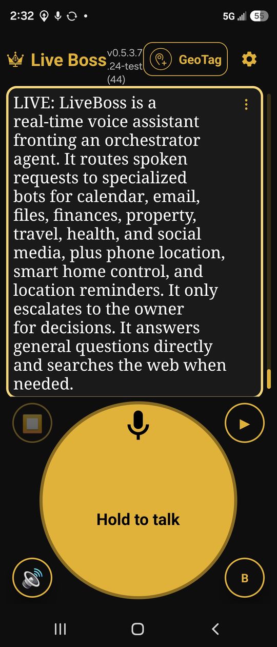 Live Boss Android app screenshot
